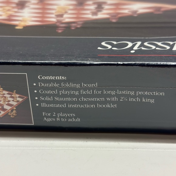 Family Classics Chess Board Game features Solid Staunton Chessmen w/ 2 5/8” King - Picture 3 of 5